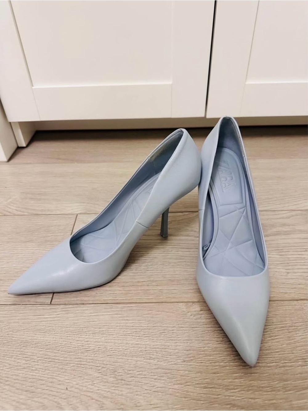Zara Pale Blue Pointed-Toe Stiletto Pumps